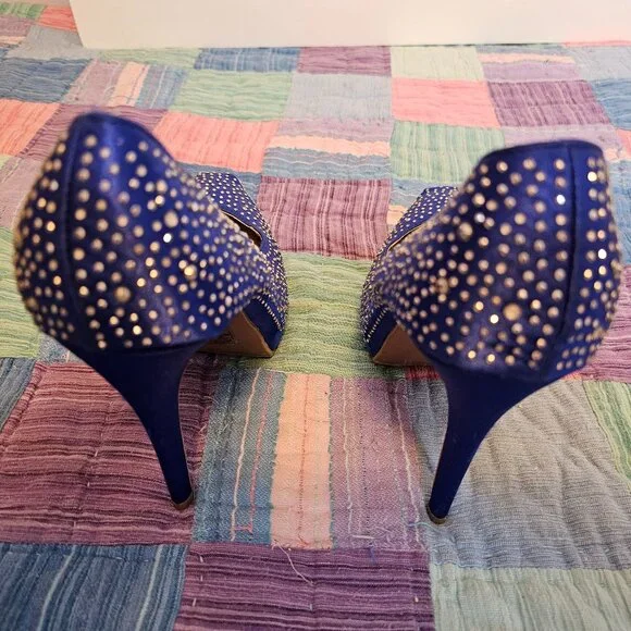 Forever 21 Blue Sparkly Platform Heels, Size 9 - Picture 4 of 10